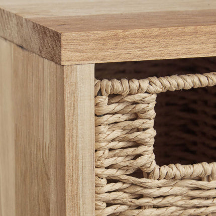 Wall shelf in walnut with baskets