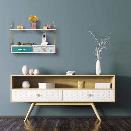 Wall shelf with 2 drawers
