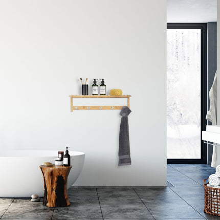 Wall shelf with 5 hooks
