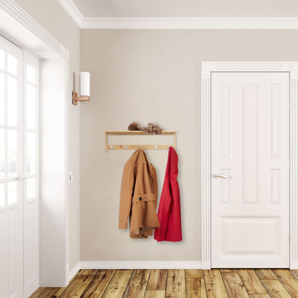 Wall shelf with 5 hooks