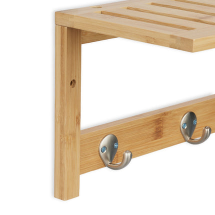 Wall shelf with 5 hooks