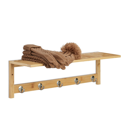 Wall shelf with 5 hooks