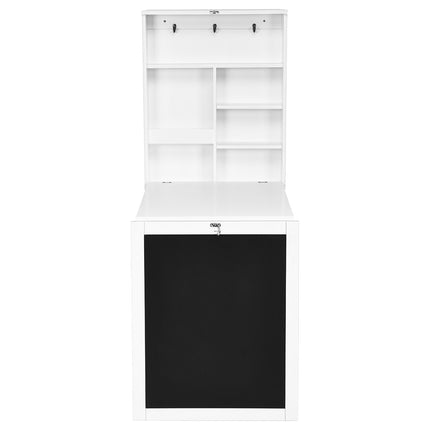 Wandtisch klappbar Wandklapptisch umbaubarer Schreibtisch mit Platte weiß/schwarz 60 x 15,5 x 75 cm-weiß