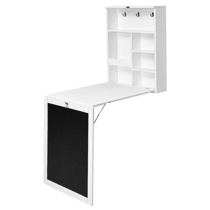 Wandtisch klappbar Wandklapptisch umbaubarer Schreibtisch mit Platte weiß/schwarz 60 x 15,5 x 75 cm-weiß