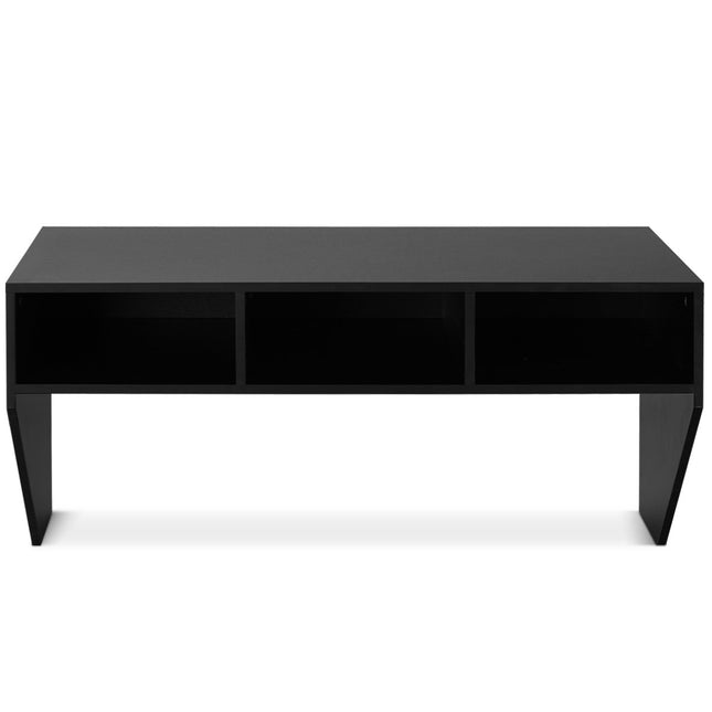 Wandtisch Holz wandmontierbarer Computertisch mit 3 Ablagen 108 x 53 x 52 cm schwarz