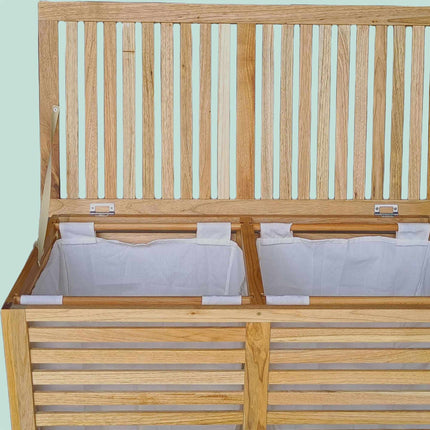 Wäschekorb aus Walnussholz, 150L, 2 Fächer