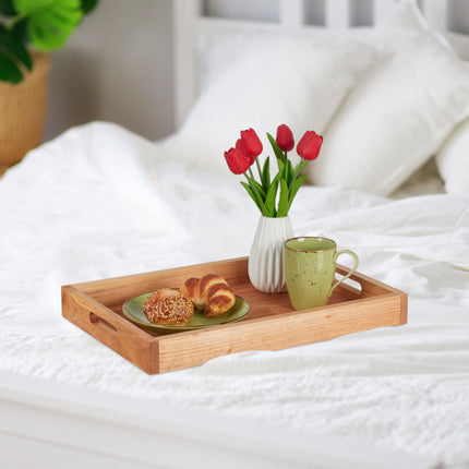 Serviertablett Nussbaum & MDF mit Griffen