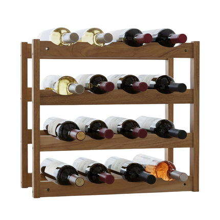 Walnut Wine Rack, Holds 16 Bottles, Compact Design