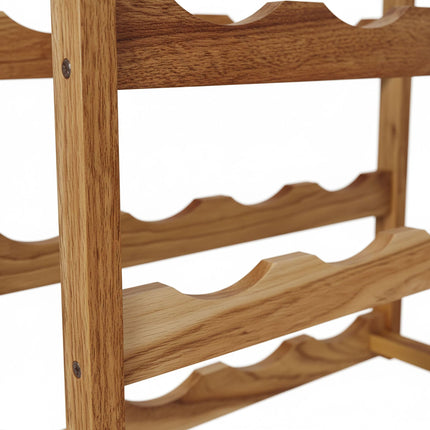 Walnut Wine Rack, Holds 16 Bottles, Compact Design