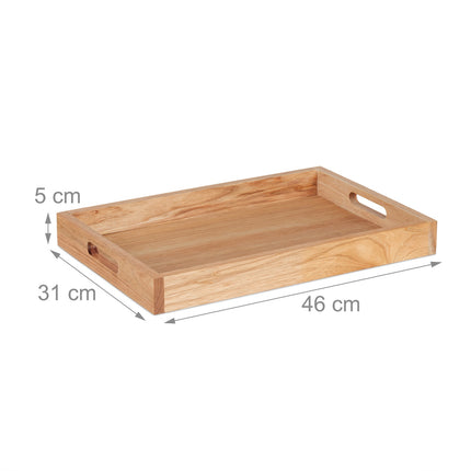Serviertablett groß aus Walnussholz & MDF mit Griffen