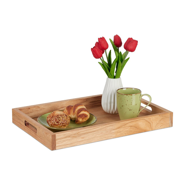 Serviertablett groß aus Walnussholz & MDF mit Griffen