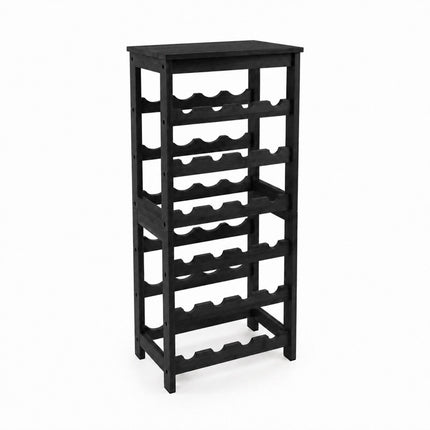 Walnut Wood Wine Rack for 24 Bottles with Top Shelf, 82 cm, Black