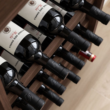 Walnut Wood Wine Rack for 24 Bottles with Top Shelf, 82 cm, Brown