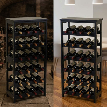 Walnut Wood Wine Rack for 24 Bottles with Top Shelf, 82 cm, Brown