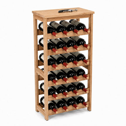 Walnut Wood Wine Rack for 24 Bottles with Top Shelf, 82 cm, Natural