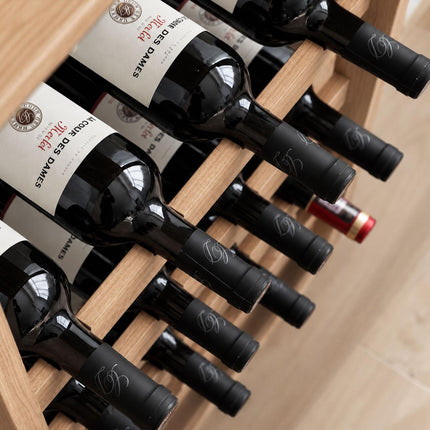 Walnut Wood Wine Rack for 24 Bottles with Top Shelf, 82 cm, Natural