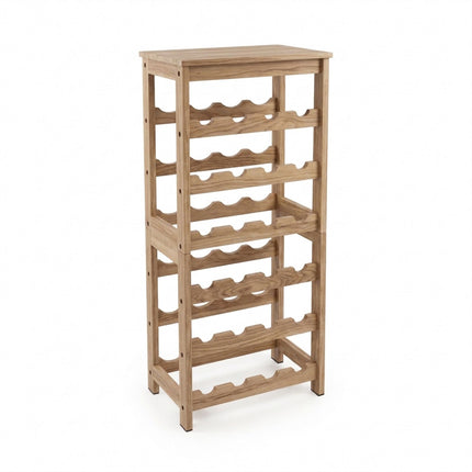 Walnut Wood Wine Rack for 24 Bottles with Top Shelf, 82 cm, Natural