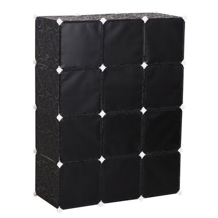 Modular black & white PP wardrobe with clothes rail