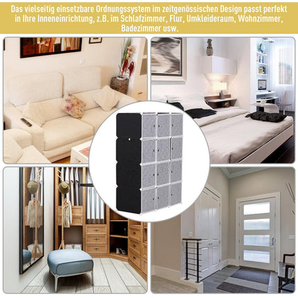 Modular black & white PP wardrobe with clothes rail
