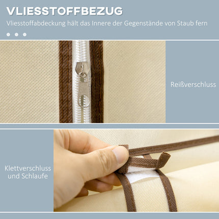Faltbarer Stoffkleiderschrank – cremefarben, 2 Kleiderstangen, 6 Einlegeböden