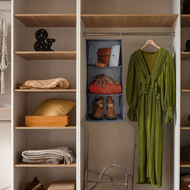 Kleiderschrank-Hängeorganizer, 3 Fächer, 2er-Set