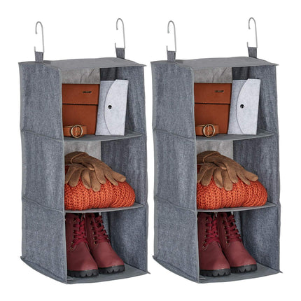 Kleiderschrank-Hängeorganizer, 3 Fächer, 2er-Set
