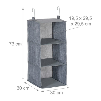 Kleiderschrank-Hängeorganizer, 3 Fächer, 2er-Set