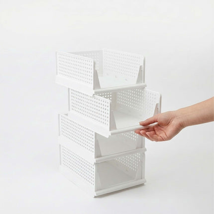 Kleiderschrank-Organizer-Set, 5 stapelbare weiße Boxen