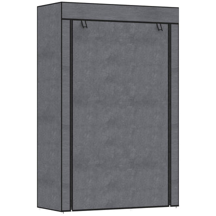 Folding wardrobe with rail & 6 compartments, dark grey