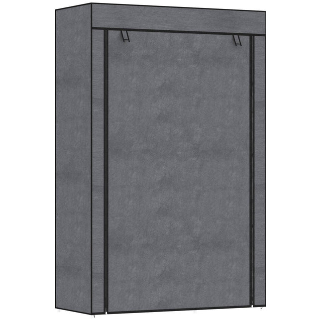 Armoire en tissu avec tringle à vêtements, 6 compartiments, armoire pliable aspect polaire, armoire pliante pour chambre, couloir, gris foncé, 103 x 43 x 162,5 cm Aosom