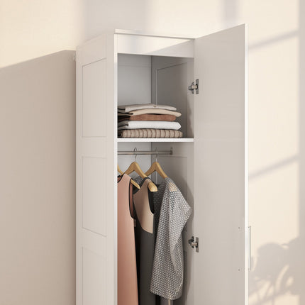 Kleiderschrank mit Kleiderstange, Einlegeboden, Soft-Close-Tür, Weiß, 40x52x180 cm