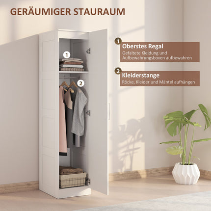 Kleiderschrank mit Kleiderstange, Einlegeboden, Soft-Close-Tür, Weiß, 40x52x180 cm