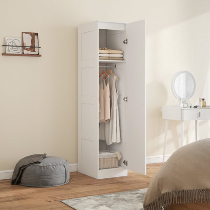 Kleiderschrank mit Kleiderstange, Einlegeboden, Soft-Close-Tür, Weiß, 40x52x180 cm