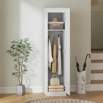 Kleiderschrank mit Kleiderstange, Einlegeboden, Soft-Close-Tür, Weiß, 40x52x180 cm