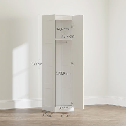 Kleiderschrank mit Kleiderstange, Einlegeboden, Soft-Close-Tür, Weiß, 40x52x180 cm