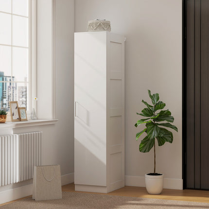 Kleiderschrank mit Kleiderstange, Einlegeboden, Soft-Close-Tür, Weiß, 40x52x180 cm