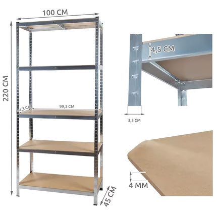 Warehouse shelf 220x100x45 Malatec 23766