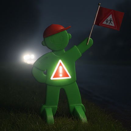 Výstražná figura pro děti s červenou vlajkou