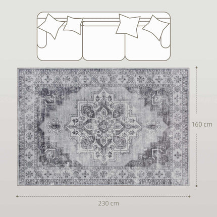 Waschbarer Anti-Rutsch-Flanellteppich, 230x160cm, Grau