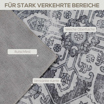 Waschbarer Anti-Rutsch-Flanellteppich, 230x160cm, Grau