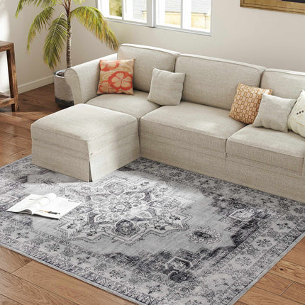 Waschbarer Anti-Rutsch-Flanellteppich, 230x160cm, Grau