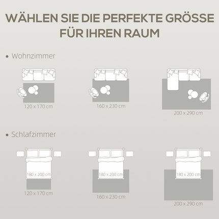 Waschbarer Anti-Rutsch-Flanellteppich, 230x160cm, Grau