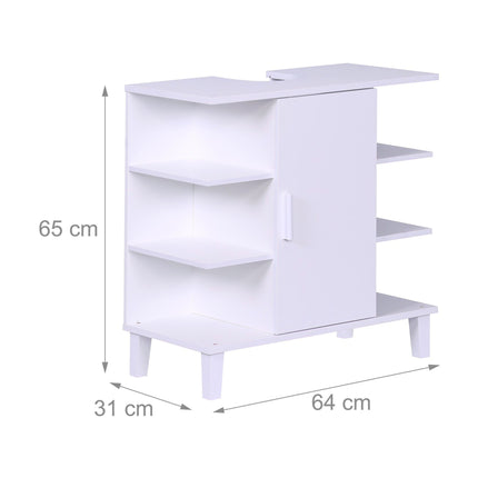 Waschbeckenunterschrank mit Tür und 6 offenen Fächern, MDF