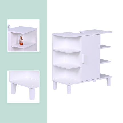 Waschbeckenunterschrank mit Tür und 6 offenen Fächern, MDF