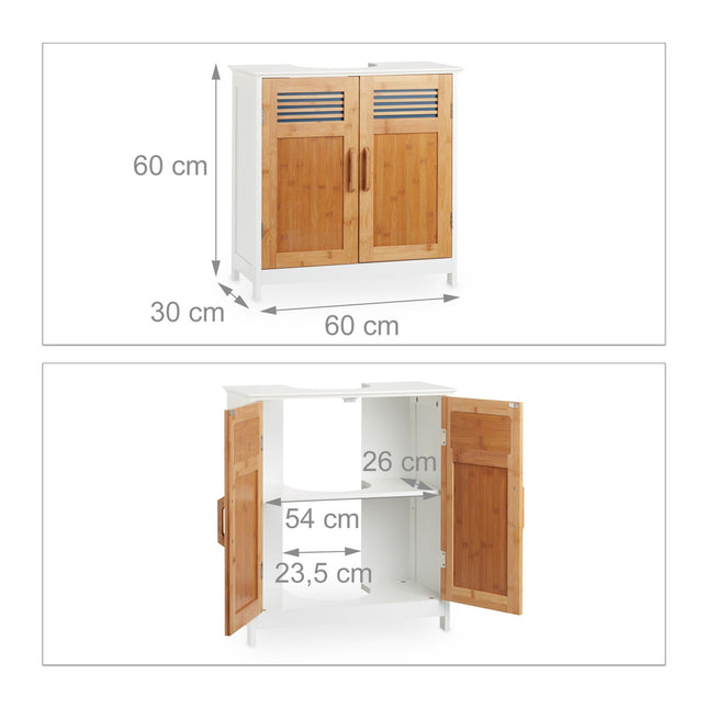 Meuble vasque avec portes en bambou