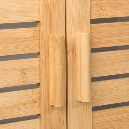 Meuble vasque avec portes en bambou
