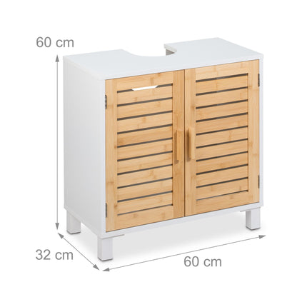 Meuble vasque avec portes en bambou