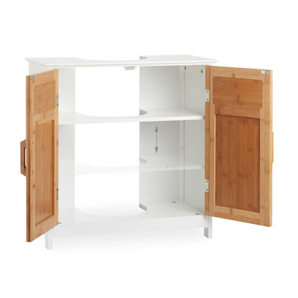 Meuble vasque avec portes en bambou