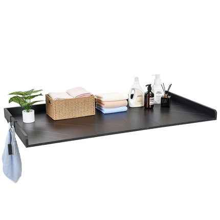 Washer Dryer Countertop 137x69.9 cm, Hooks, Edge, Black
