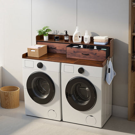 Washer Dryer Countertop with Shelf, 2 Drawers, Hooks, 137 x 69.9 cm